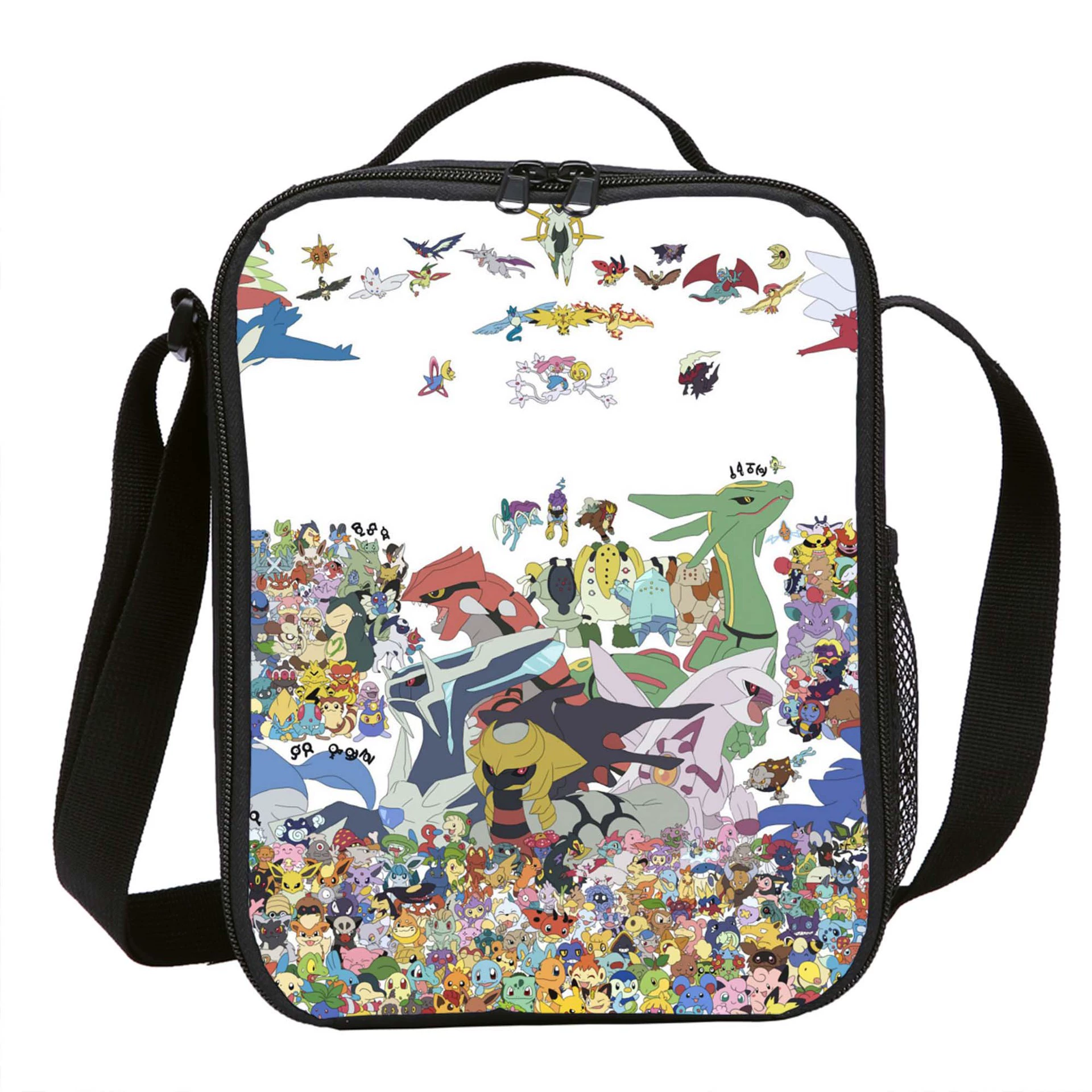 Плюшевый ланч-бэг Elf Pokémon с принтом, утепленный бенто-рукзак и сумка для еды.