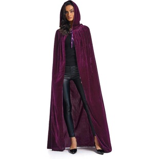 Medieval mid-length single-layer hooded lace-up Christmas cape cos cosplay anime halloween cape *