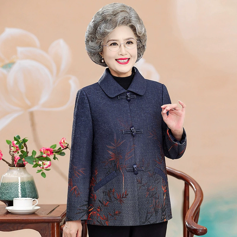 Осенний модный жакет для матери, для среднего возраста, 70 лет