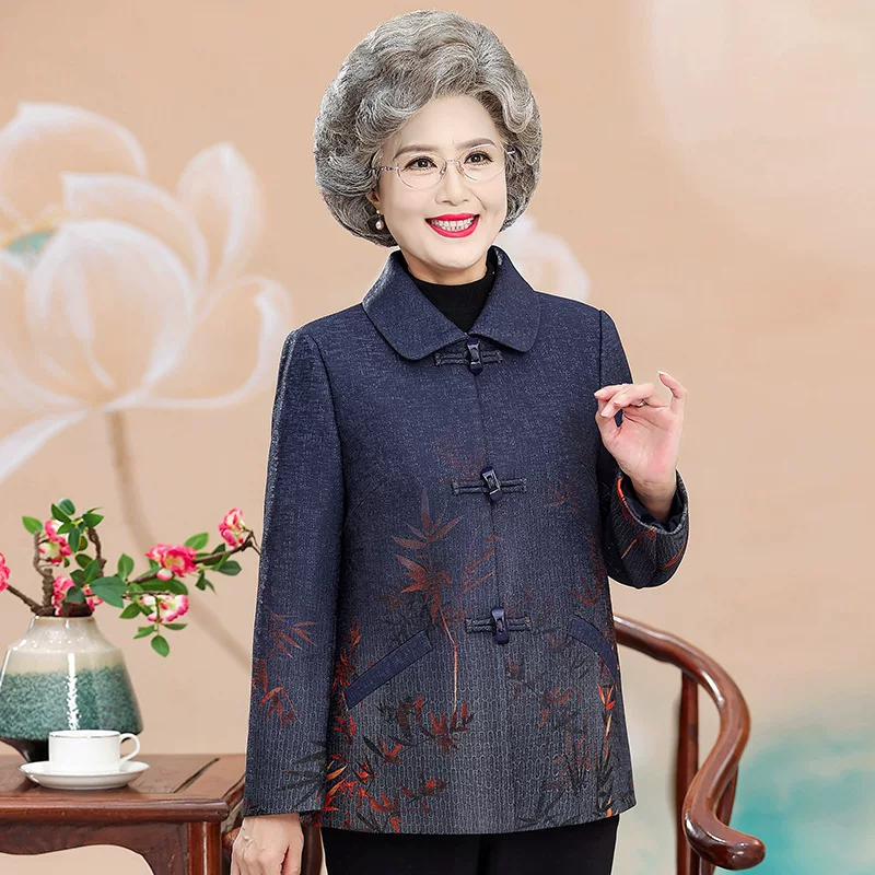 Осенний модный жакет для матери, для среднего возраста, 70 лет