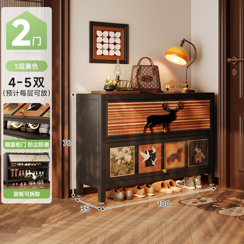 Gabinete de zapatos de acero puerta doméstica estilo antiguo de gran capacidad puerta de entrada de almacenamiento integral contra la pared 2025 nuevo rack de zapatos