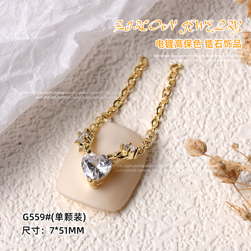 Nueva luz de la celebridad Internet lujo circón Super Flash Perla Cadena amor mariposa colgante uñas Oro Cielo Estrellado Estrella Diamantes