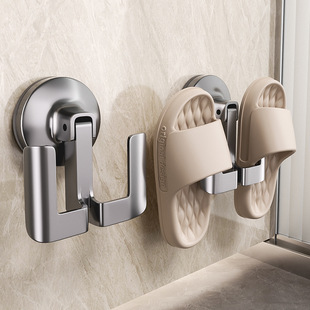 Bathroom suction cup slipper rack bathroom hole-free toilet wall hanging rack door rear hook drain storage tool