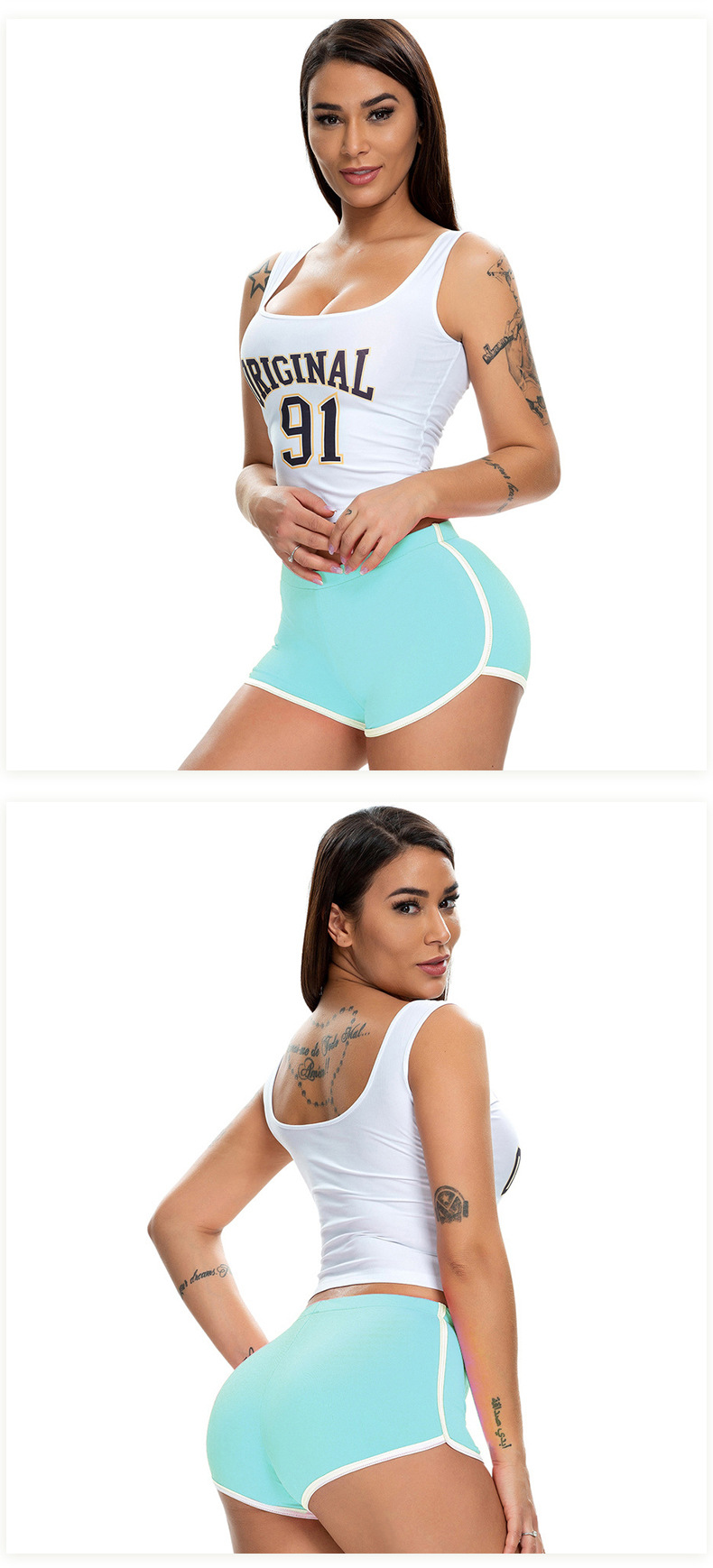 70g Weight Shorts Pants Length Polyester Fabric Type Mid Waist Waist Line Shorts Pants Type Daily Occasion Comfort Function Skinny Fit Type Solid Color Pattern Summer Season Women'S Gender Patchwork Design Sexy Style Women's Daily Sexy Solid Color Shorts Patchwork Shorts 15