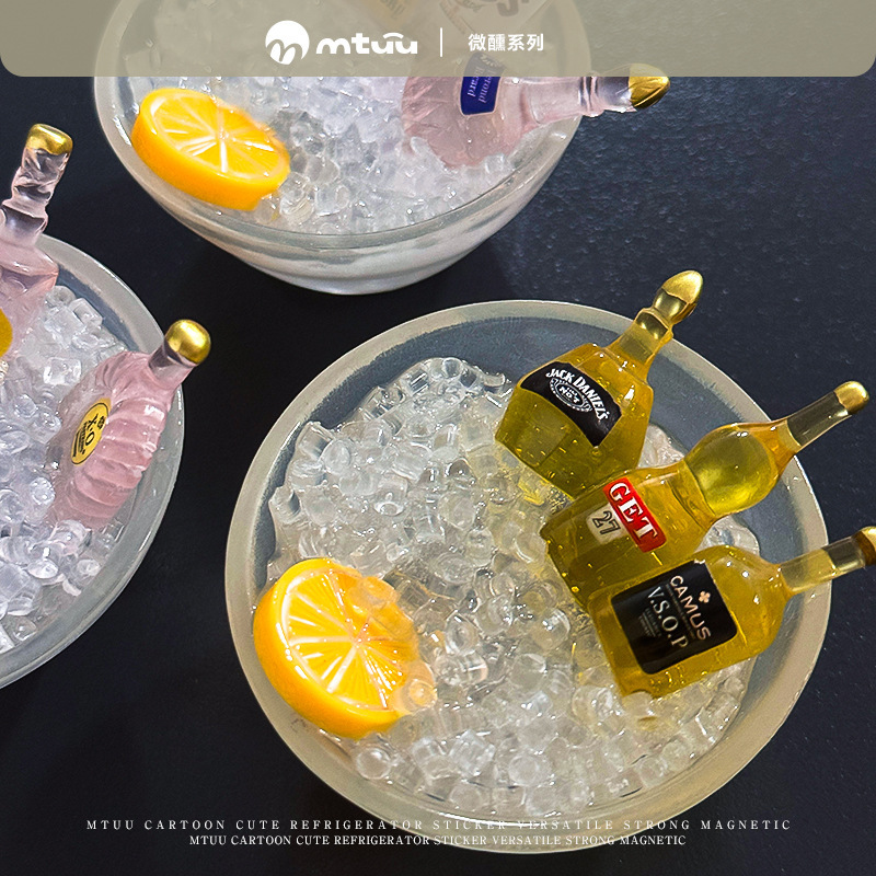 冷蔵庫用マグネット、ワインボトル、ミニシミュレーションワインボトル、磁気吸引、クリエイティブ樹脂漫画、立体ホームアクセサリー|undefined