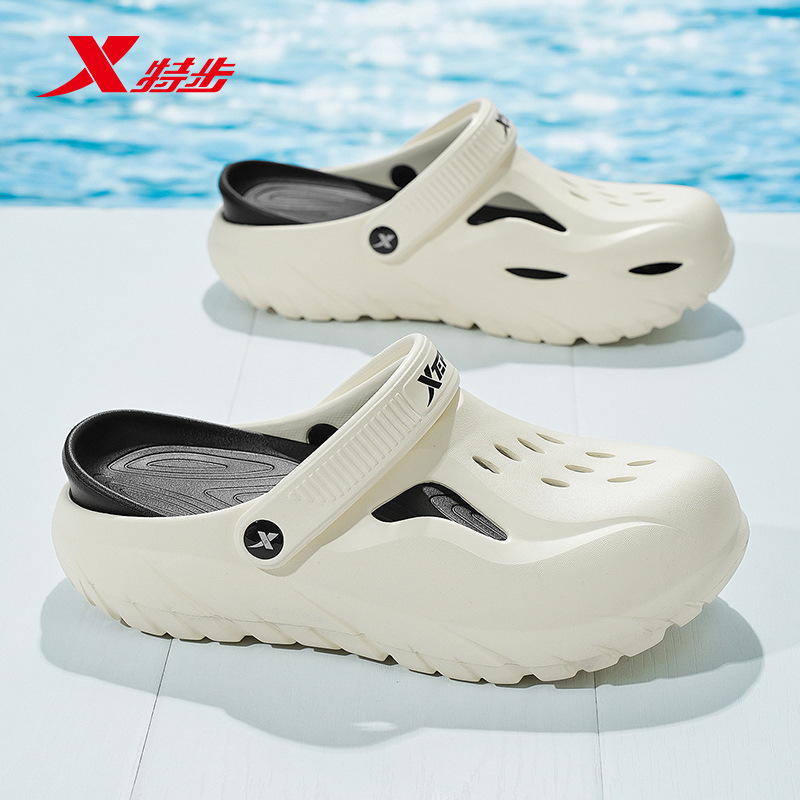 Xtep Crocs メンズ ビーチシューズ アウターウェア 滑り止め 夏 通気性 アウトドア サンダル スポーツ レジャー 包頭スリッパ|undefined