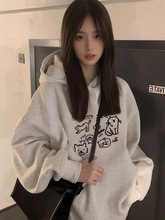 美式连帽卫衣女2025秋冬新款加厚加绒上衣ins外套慵懒风宽松版型