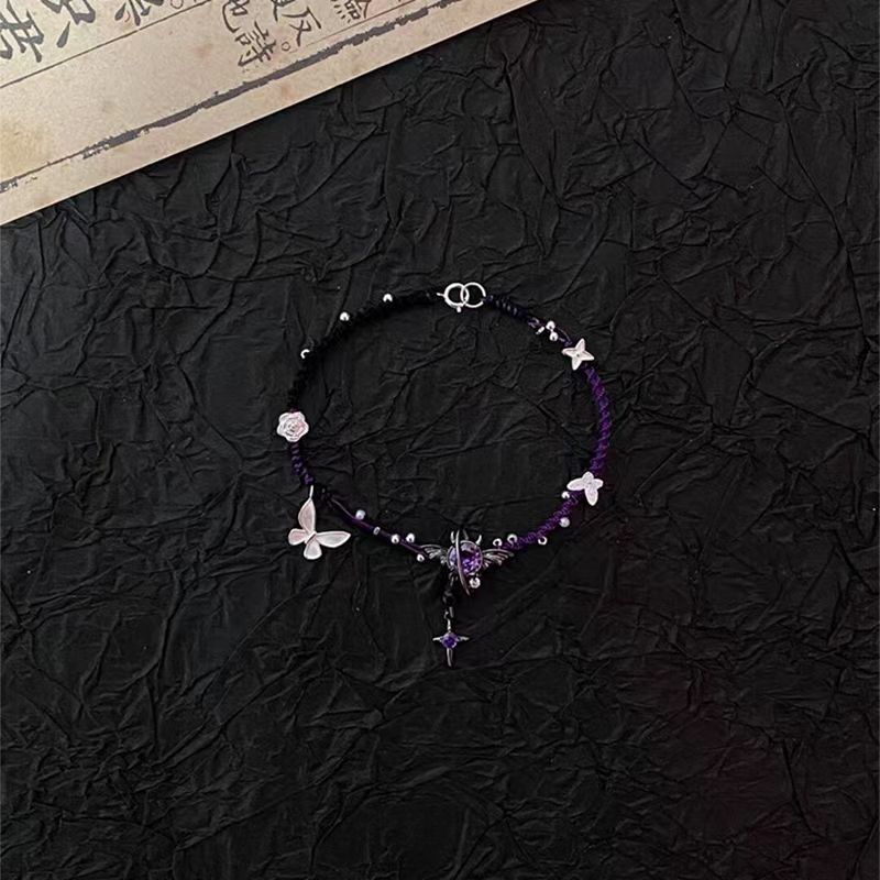 New Chinese Style Purple Little Devil Butterfly Bracelet Autumn and Winter Cross High-Value Whitening Fashion Bracelet and