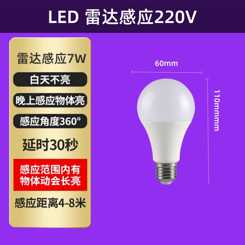 LEDレーダー人体感知電球廊下用電球E27ネジ口赤外線電球専用レーダー感知|undefined