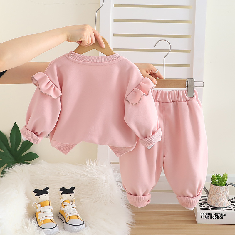 Baby flick set kanin rosett sweatshirt och byxor tvådelat_voghion.com