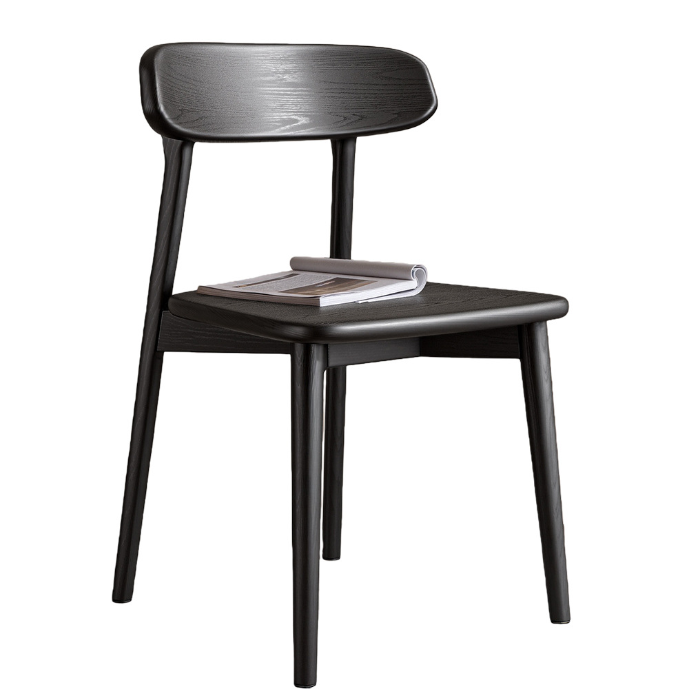 Silla de comedor de madera maciza retro lujosa silla de respaldo negro silla de comedor casera silla de escritorio casual taburete de restaurante medieval
