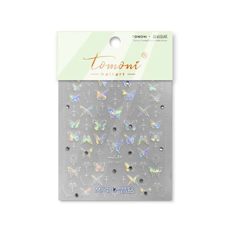 tomoni crystal diamond nail art stickers do not lose cooperation cute nail stickers wholesale dream butterfly MS403