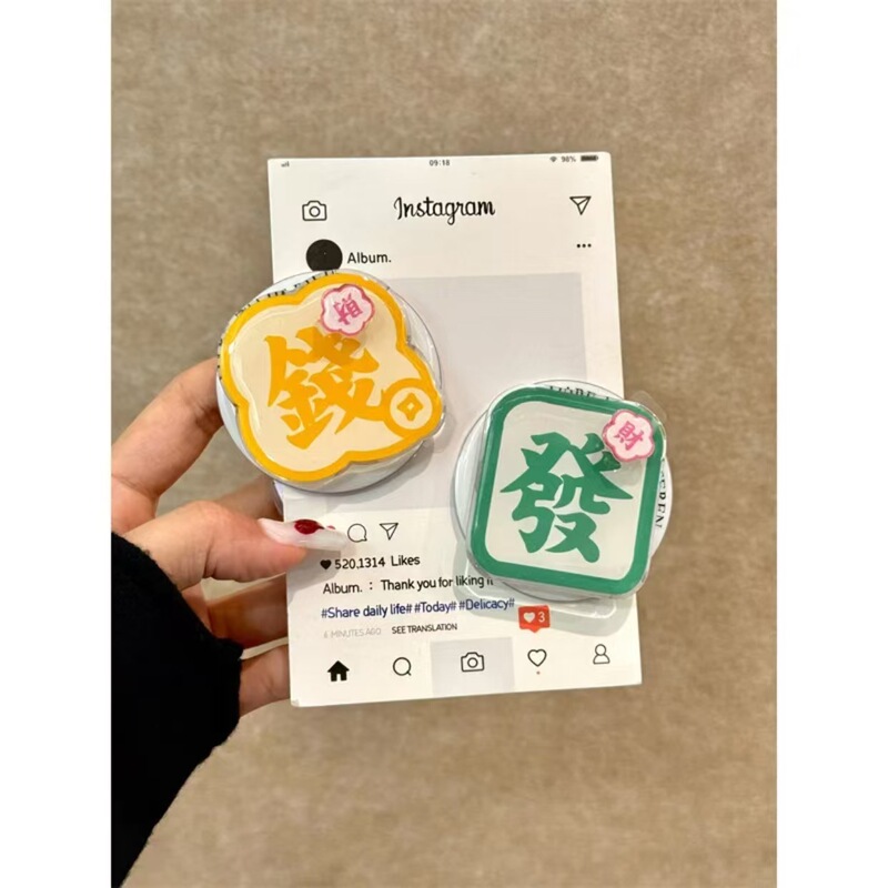 Mobile Phone Magnetic Bracket Personalized Text Fortune Turning Rotating Acrylic Airbag Bracket Creative Desktop Bracket New