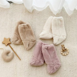 Korean Same Style Infant Plush Socks for Men and Women Baby Winter Warm Coral Velvet Socks Shoes Non-slip Floor Socks
