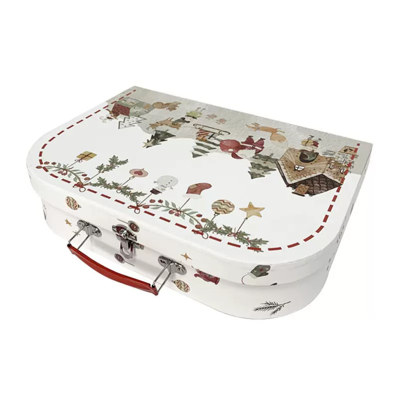 圣诞礼盒包装纸板包装手提箱包装盒带把手