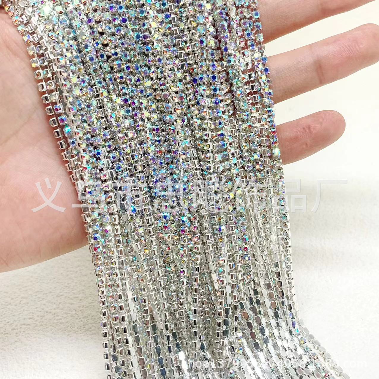Cadena de garra encriptada de 1.5-4mm, cadena de diamantes de imitación, cadena de garra de cobre, cadena para vestido de novia, cadena para arte de uñas, cadena de encaje DIY hecha a mano para ropa, zapatos y sombreros