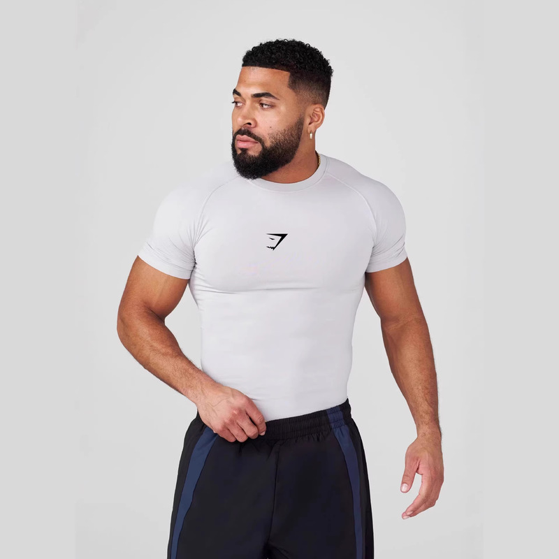 Gymshark American-Style Summer New Men's Tight-Fitting Jogger Sports Fitness Running Training Quick-Drying T-Shirt