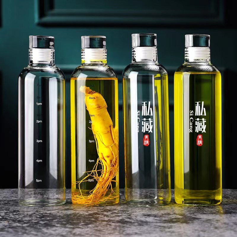 人參泡酒玻璃瓶專用密封罐自釀儲酒瓶子高檔空瓶裝白酒小酒壺便攜