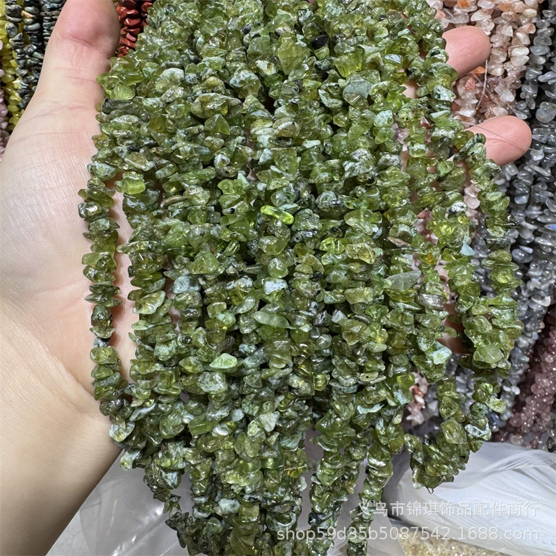 Peridot Chip Beads Natural Irregular Peridot Chips 3–8 mm, strands 40–80 cm, assorted counts