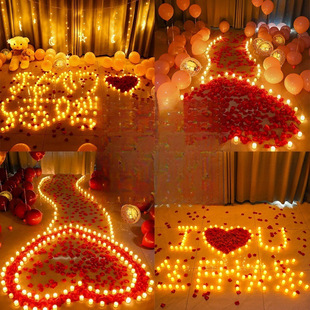 Led Digital Birthday Candle Light Red Heart-Shaped Romantic Proposal Confession Scene Layout Props Atmosphere Colorful a