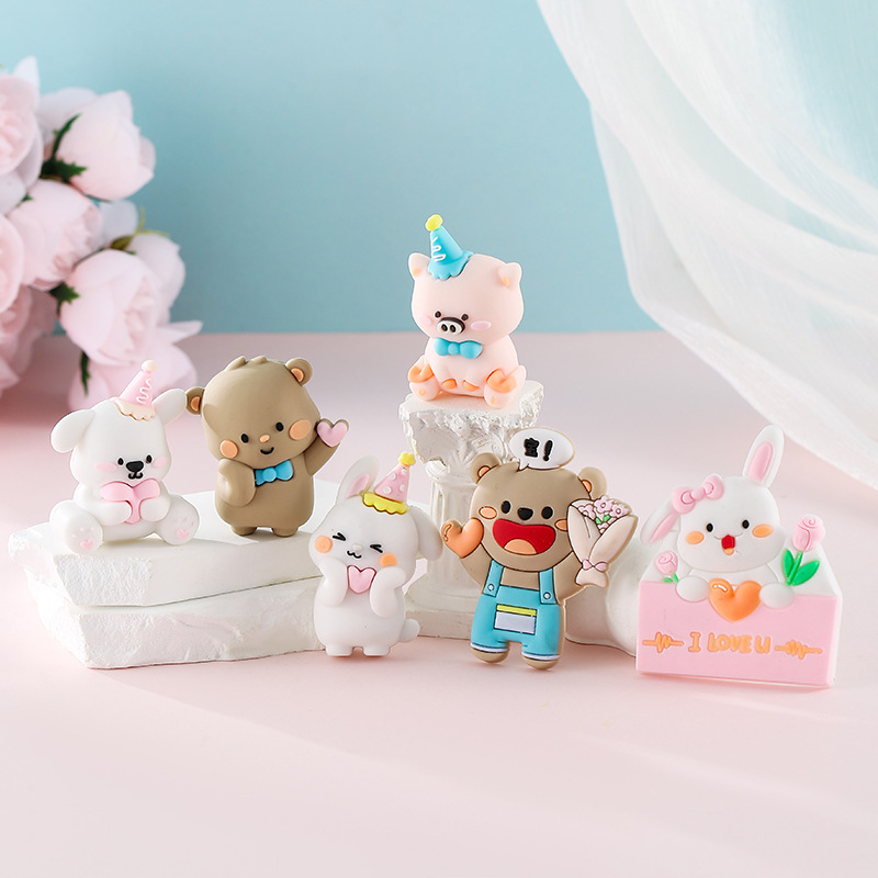 厂家直销七夕情人节蛋糕装饰玩偶ins风蝴蝶结小情侣表白摆件桌面