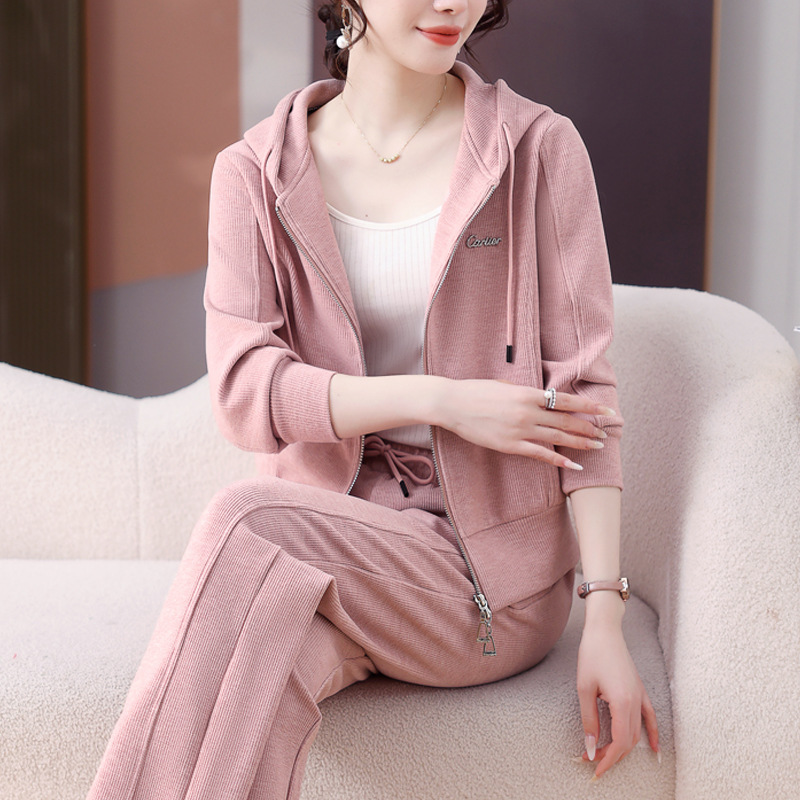 春秋运动服套装女士2025新款爆款妈妈秋季开衫卫衣休闲时尚两件套|undefined