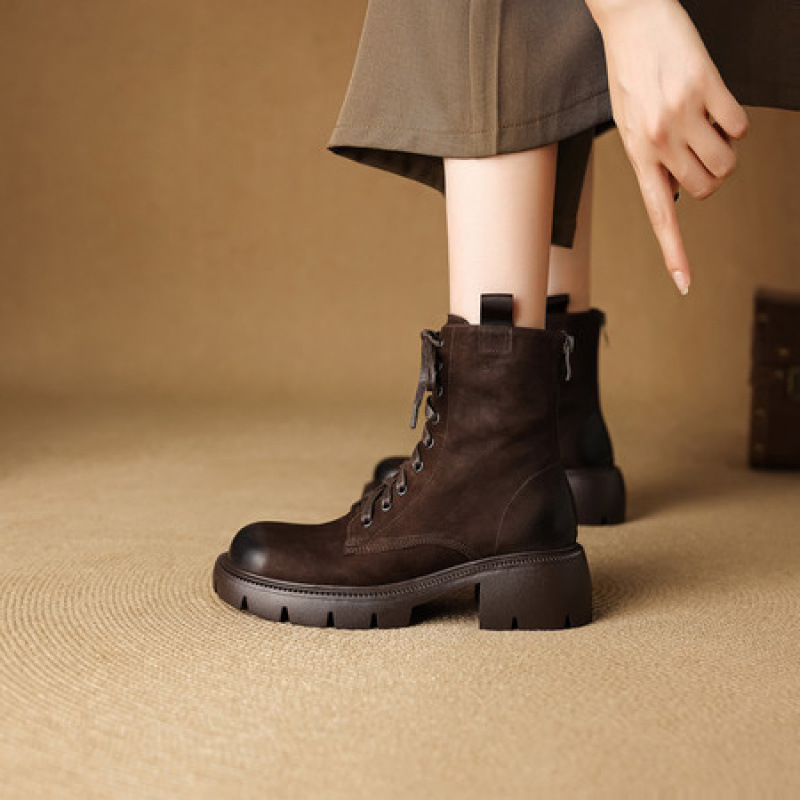 女靴女鞋小众轻奢2025秋冬手工复古外贸跨境头层皮