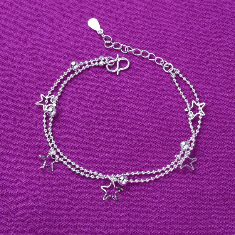 Hot Selling Bracelet Chain Anklet Korean Style Fashion Women's Double Layer Star Bracelet Foreign Trade Daily Jewelry Wholesale Factory