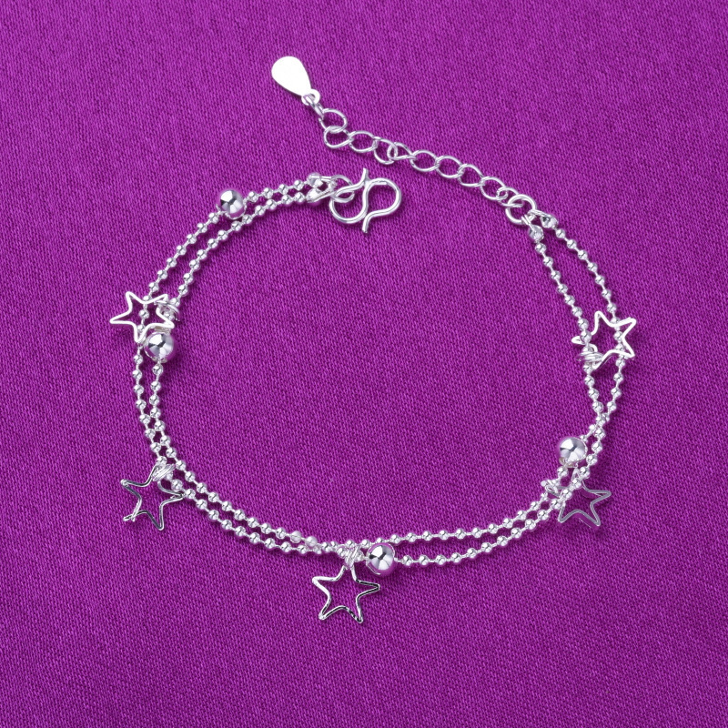 Hot Selling Bracelet Chain Anklet Korean Style Fashion Women's Double Layer Star Bracelet Foreign Trade Daily Jewelry Wholesale Factory Hot Selling Bracelet Chain Anklet Korean Style Fashion Women's Double Layer Star Bracelet Foreign Trade Daily Jewelry Wholesale Factory