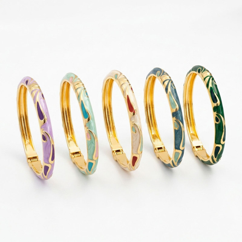 Beijing Cloisonné Enamel Bracelet for Women, Fine Open Circle Design, Gold-Plated, Hanfu Style, Unique Gift for Friends, Fresh and Sweet, Suitable for Foreigners Beijing Cloisonné Enamel Bracelet for Women, Fine Open Circle Design, Gold-Plated, Hanfu Style, Unique Gift for Friends, Fresh and Sweet, Suitable for Foreigners