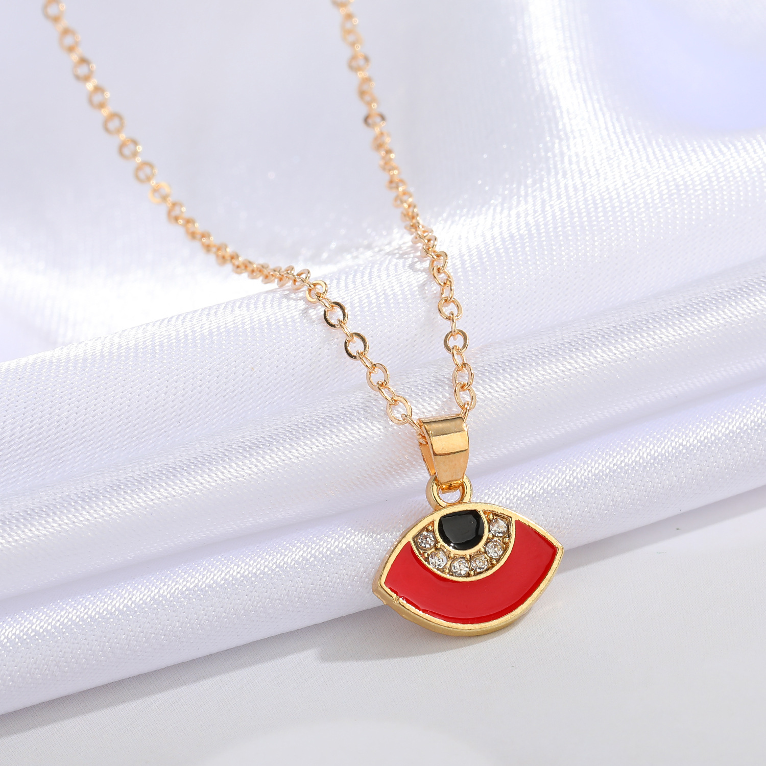 retro semicircle colorful diamond pendent alloy necklace wholesale Nihaojewelry