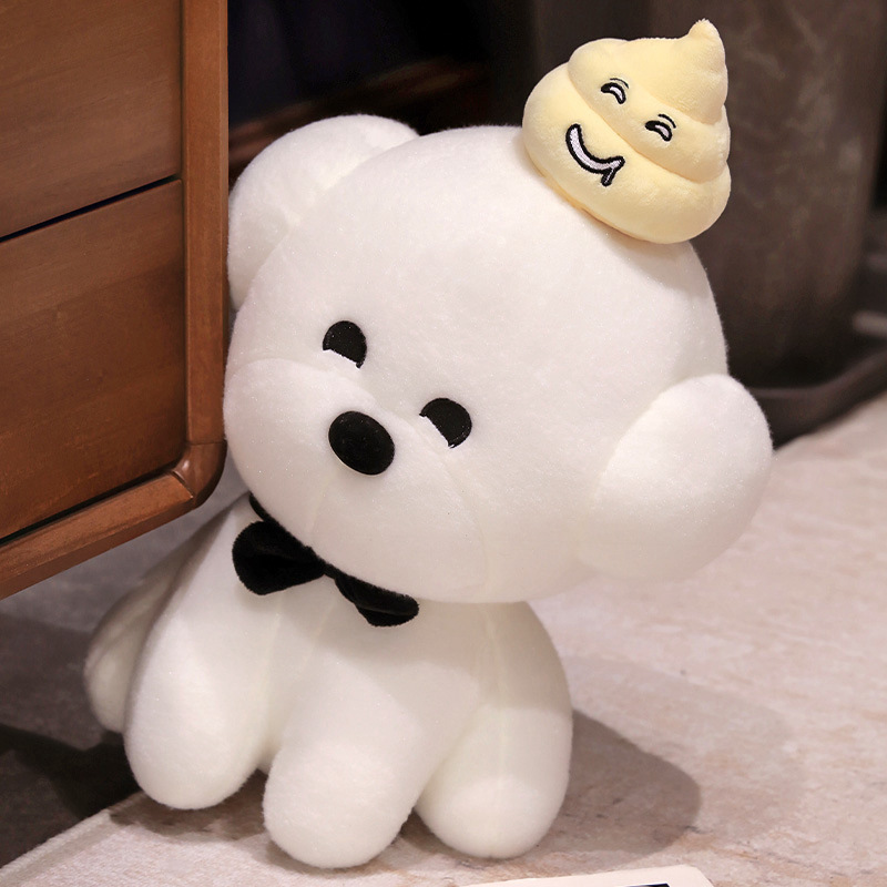Pequeño oso, perro blanco, muñeca, juguete de peluche blanco, pequeño perro, perro extraño, muñeca, almohada, parodia.
