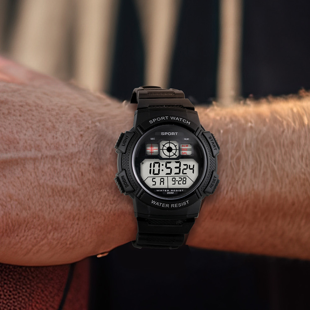 Tendencia de moda juvenil reloj electrónico multifuncional alarma de alarma de luz nocturna al aire libre reloj electrónico deportivo al por mayor