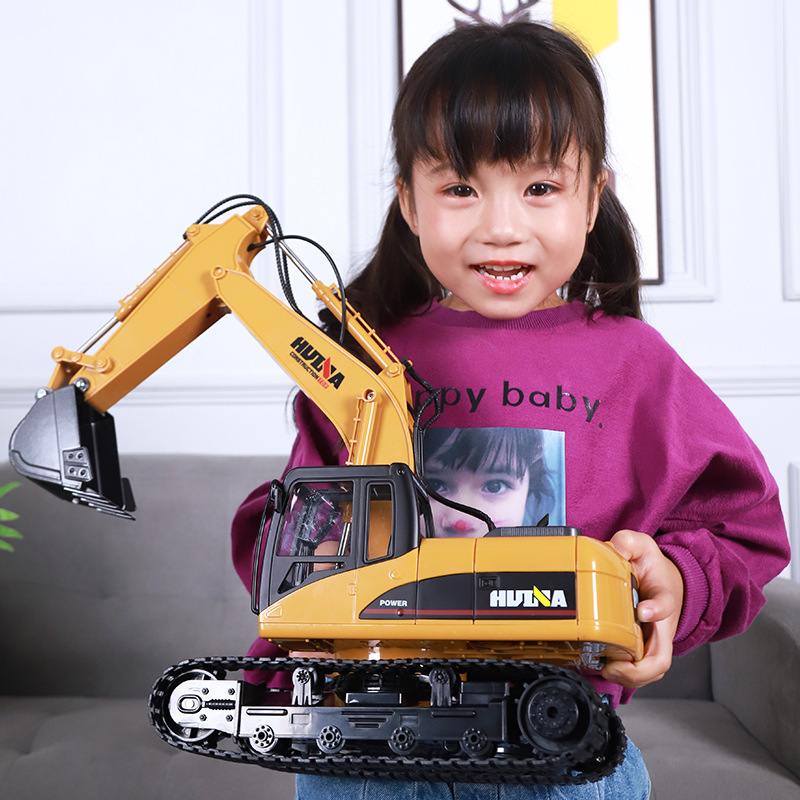 Huina 550 simulation engineering vehicle Model 15 Channel alloy excavator remote control toy car Children Outdoor interaction