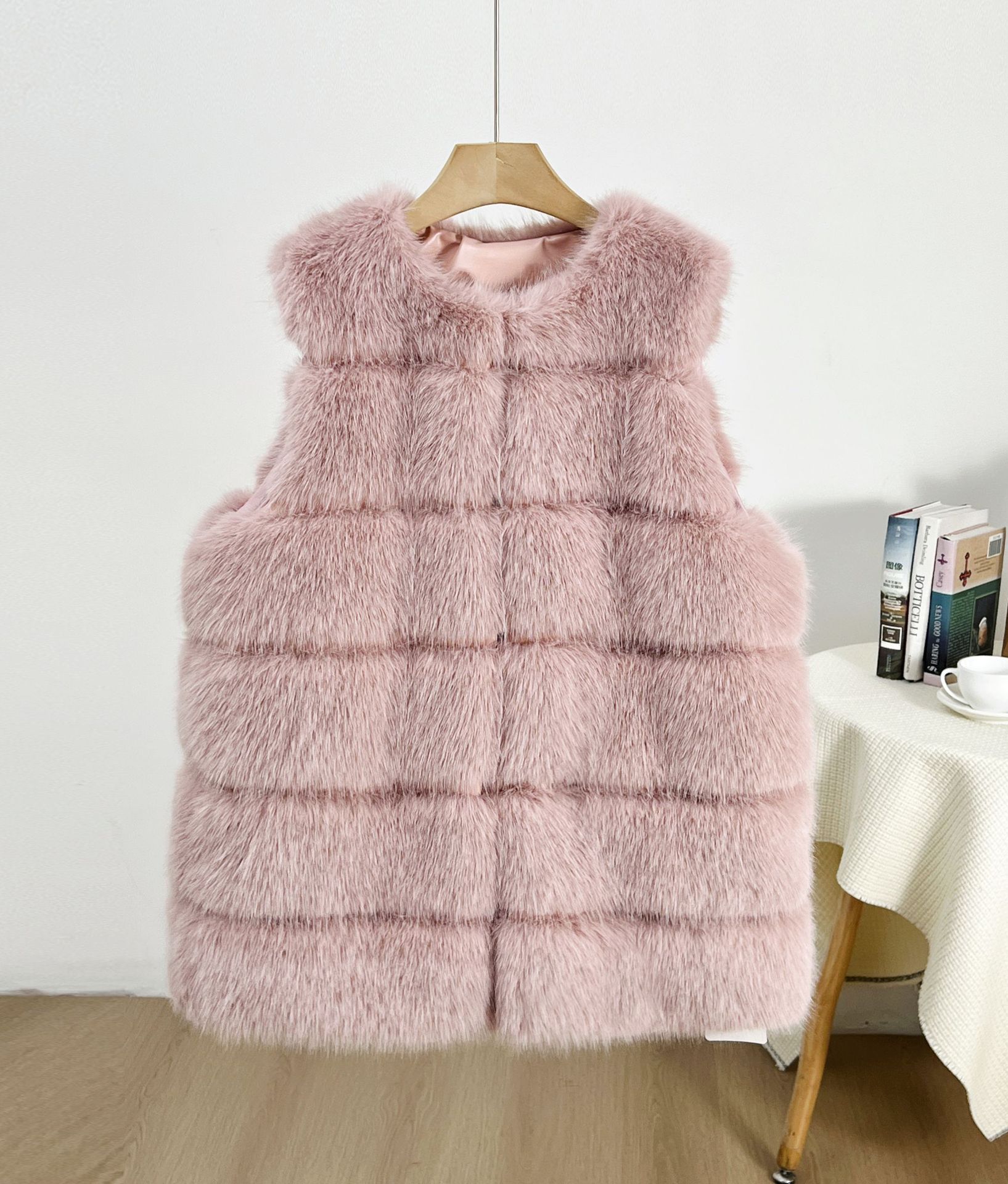 Clásico de seis puntas chaleco de conejo de pelo de zorro chaqueta larga al por mayor simple estilo exterior estilo