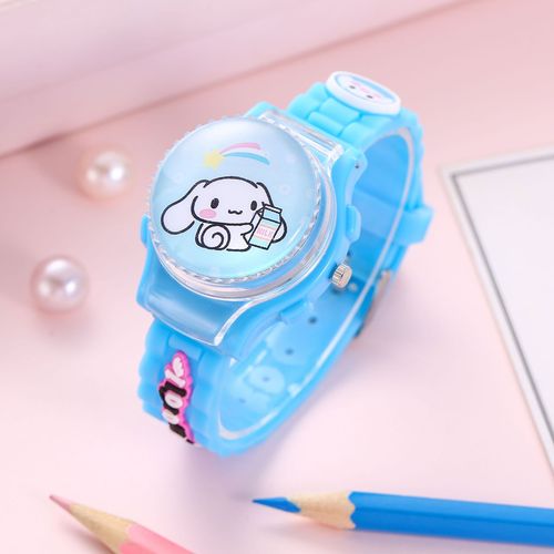 Flip cartoon watch anime Kurumi big-eared dog rotating digital watch girl primary school cute quartz watch