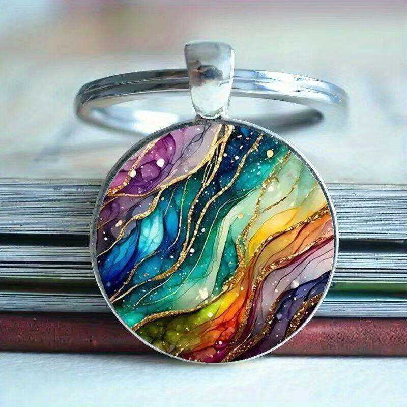 Sunset Scenery Hawaii Water Tower Surfboard Mountain River Time Gem Keychain Car Keychain