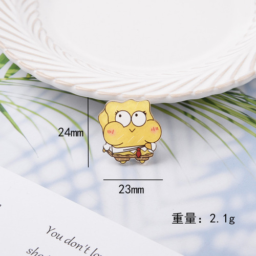 Cartoon Spongebob series children's cute hair clip acrylic fine glitter hair bangs clip funny duckbill clip