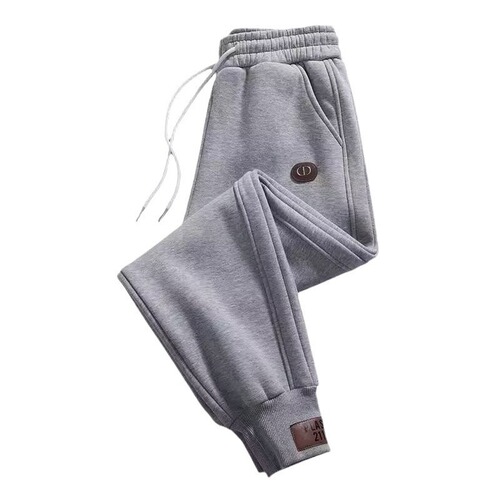 Men's autumn and winter sports pants with cuffs, loose, fleece casual pants, large size spring and autumn men's loose cuff sweatpants 