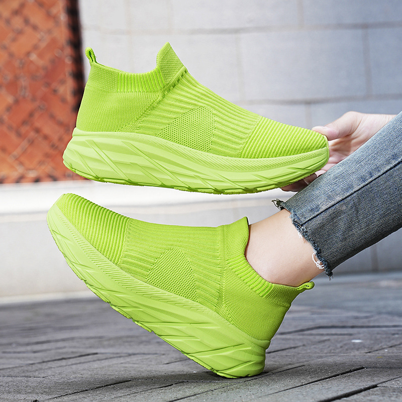 Summer Thick-Soled Breathable Mesh Casual Shoes Fly-Knit Socks Shoes Men's Slip-On Thick-Soled Soft-Soled Running Sneakers Summer Thick-Soled Breathable Mesh Casual Shoes Fly-Knit Socks Shoes Men's Slip-On Thick-Soled Soft-Soled Running Sneakers