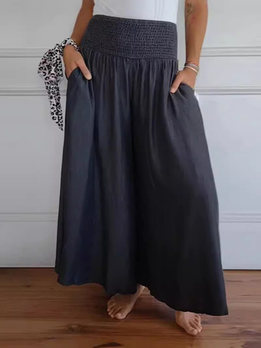 2024 Amazon European and American new products hot sale women's fashionable casual band wide leg elastic waist wide pants