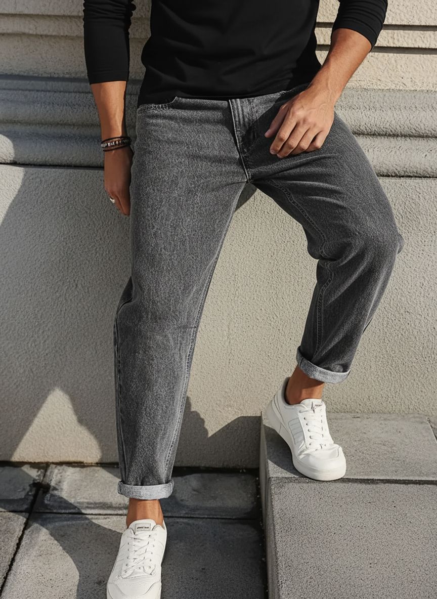 Jeans slim fit uomo pantalone in denim gamba dritta cotone_voghion.com