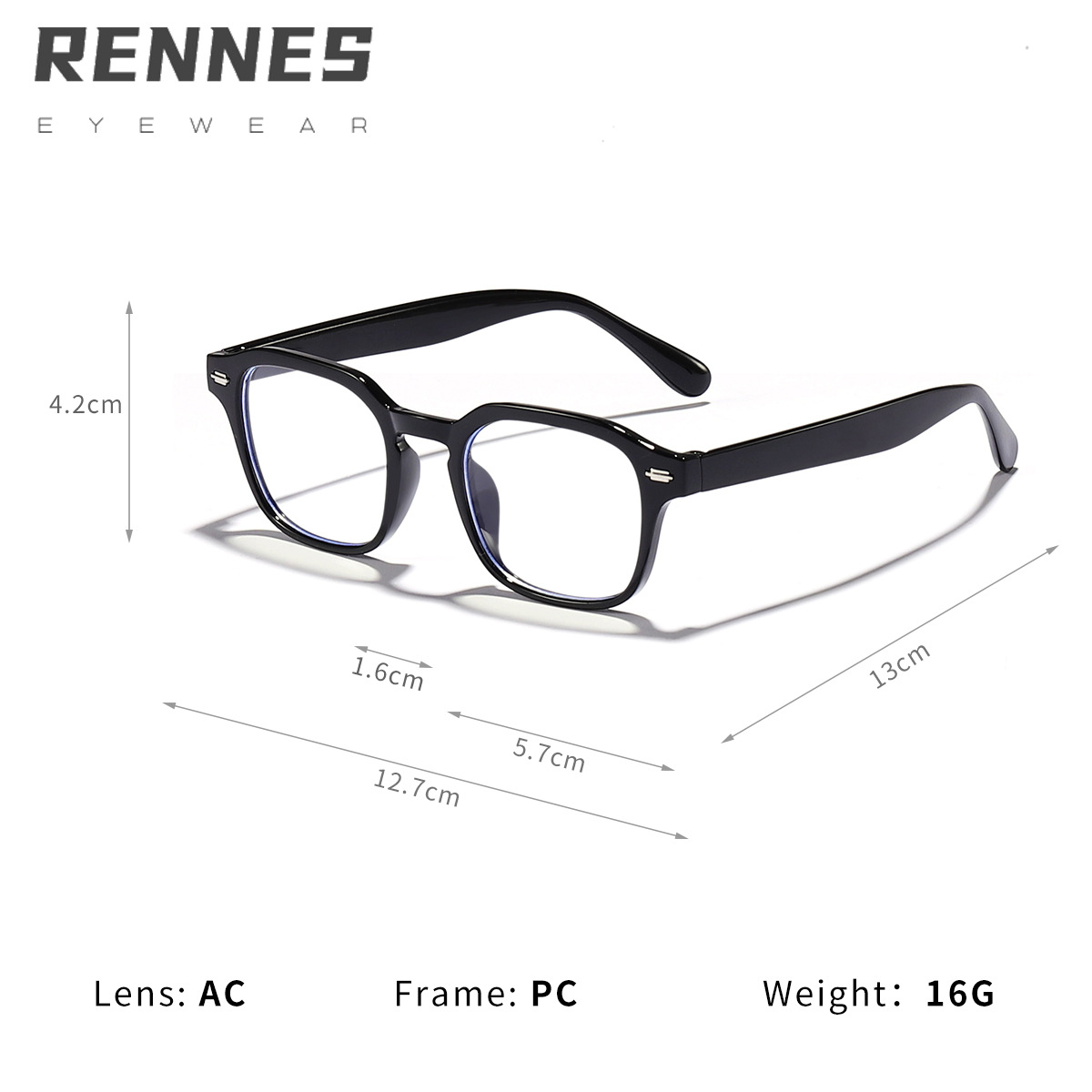 2024 nuevo estilo arroz con montura cuadrada estilo universitario tendencia moda todo fósforo gafas anti-azul estudiantes gafas de montura de miopía