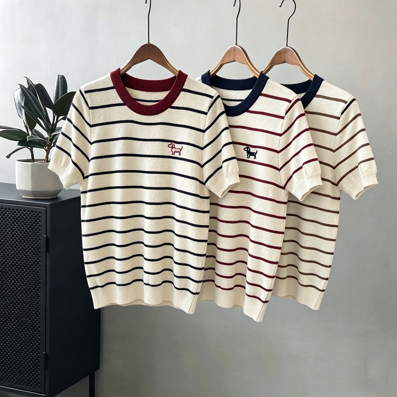 Knitted summer thin short sleeve T-shirt