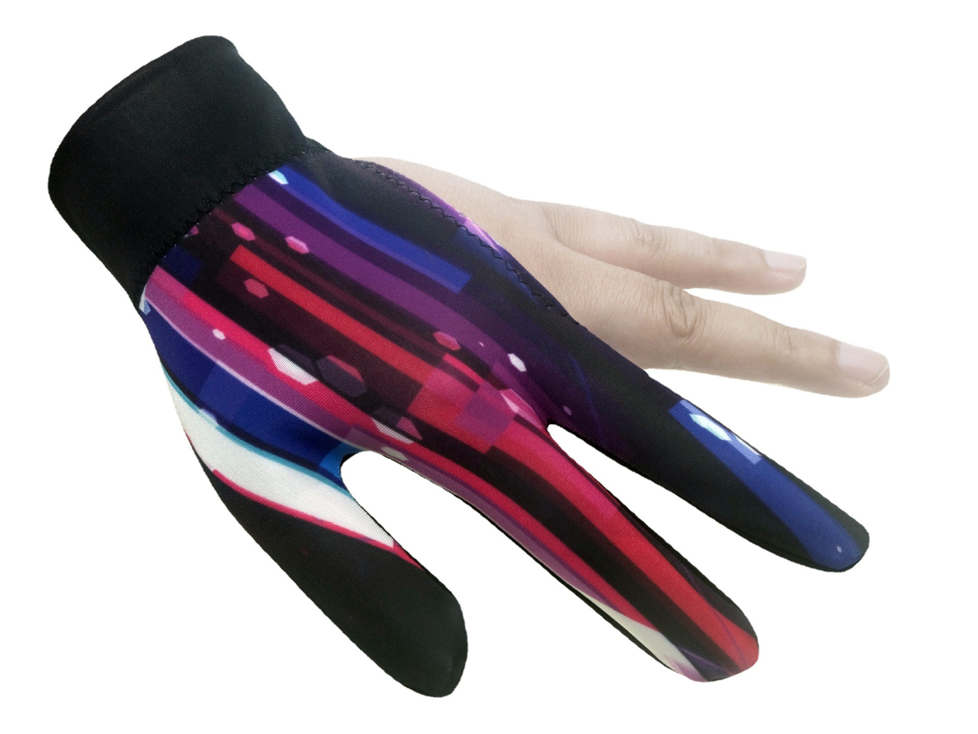 Alto elástico antideslizante resistente al desgaste transpirable de tres dedos guantes de billar guantes sunoke guantes de billar al por mayor