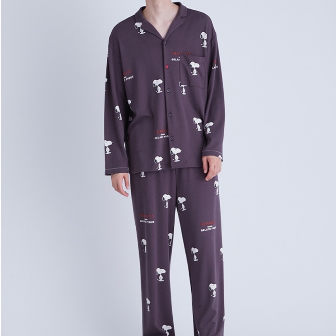 gp原单软绵绵柔软可爱史努比卡通印花翻领长袖男情侣家居服套装