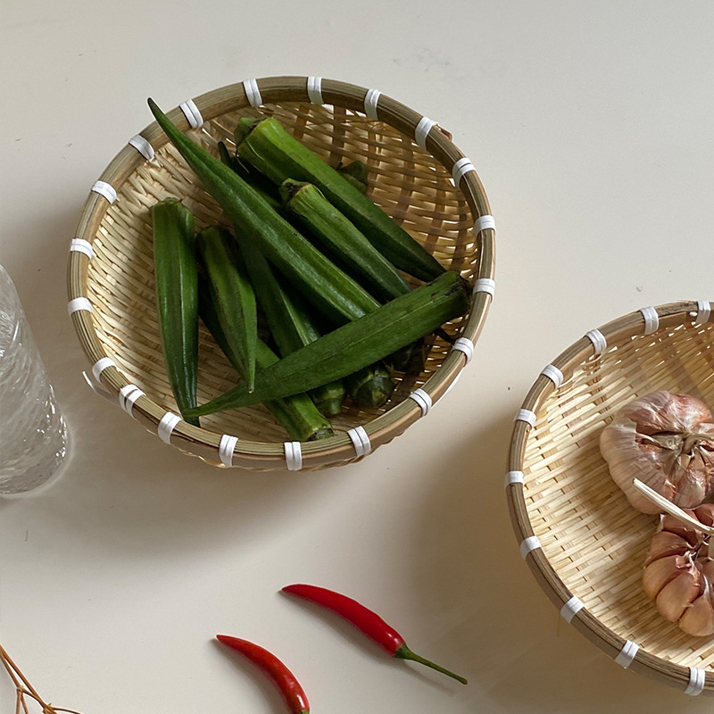 Wholesale Bamboo Woven Fruit Basket Storage Basket Mantou Basket Garlic Chili Bamboo Basket Household Storage Mini Basket