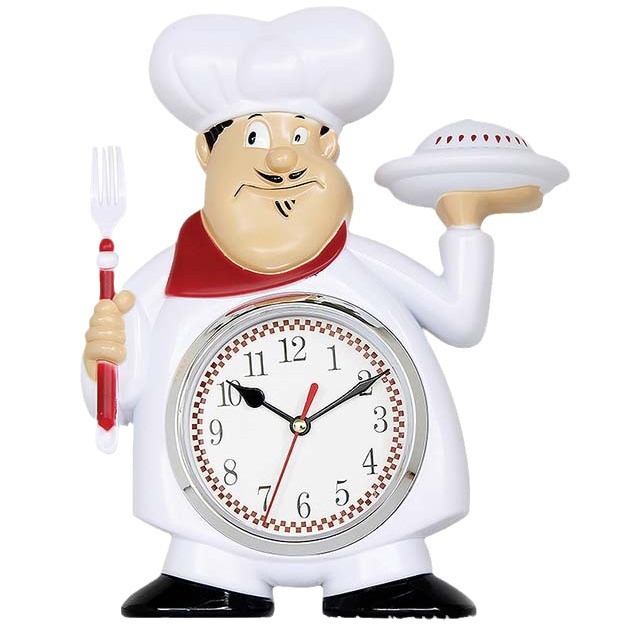 Reloj reloj de cocina creativa chef forma lindo personalizado cuarzo Amazon caliente