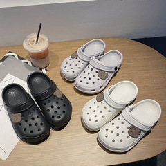 Baghou Style Korean Version Slip-Resistant Outerwear Summer Beach Ins Soft Sole 2024 New Hole Shoes Women's Cool Slippers