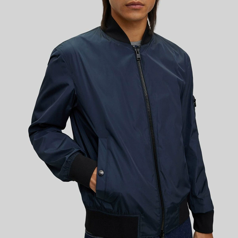 Retro windproof waterproof baseball jacket with zipper for work, trench coat, slim fit